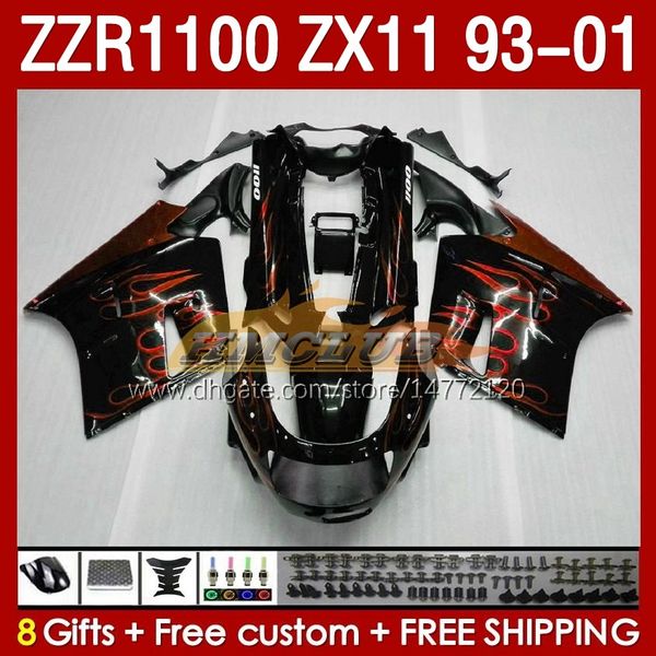 Corpo fiamme arancione pieno OEM per KAWASAKI NINJA ZX-11 R ZZR-1100 ZX-11R ZX11R 93 94 95 96 01 165No.74 ZZR 1100 CC ZX11 ZX 11 R 11R ZZR1100 1997 1998 1999 2000 2001 Carene Corredo