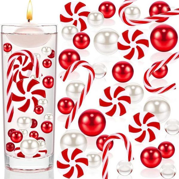 Decorazioni natalizie Vase Filler Pearl Candy Cane Water Gel Beads Perle galleggianti acriliche bianche e rosse