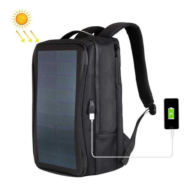 Rucksack-Panel-Rucksäcke, praktisch aufladbare Laptop-Taschen für Reisen, 12-W-Solarladegerät, Tagesrucksäcke, Griff, USB-Anschluss, 0103