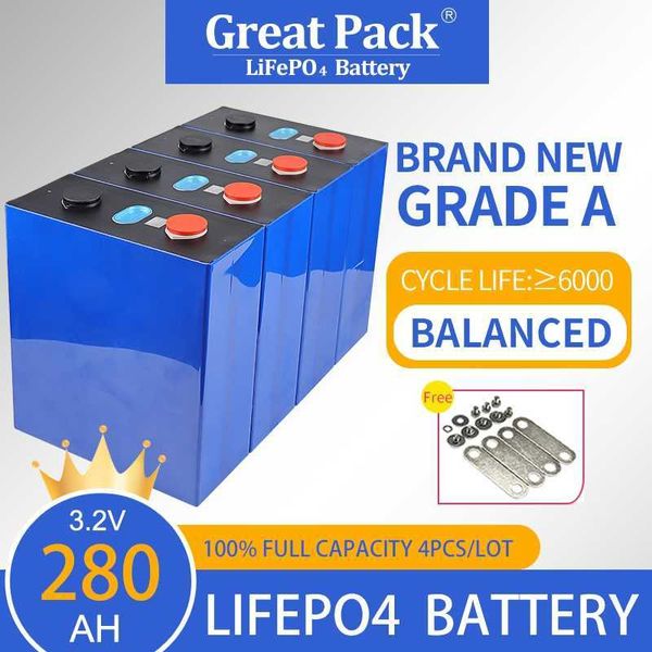 4 PZ 3.2 V 280 Ah Ricaricabile Brand New Grade A LiFePO4 Cella di Batteria Ciclo Profondo 100% Agli Ioni di Litio A Piena Capacità Banca di Potere