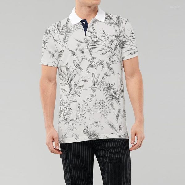 Herren Polos Blumen- und Tierdruck Hellblau Importieren Sie uns T-Shirts Custom Design Poloshirt
