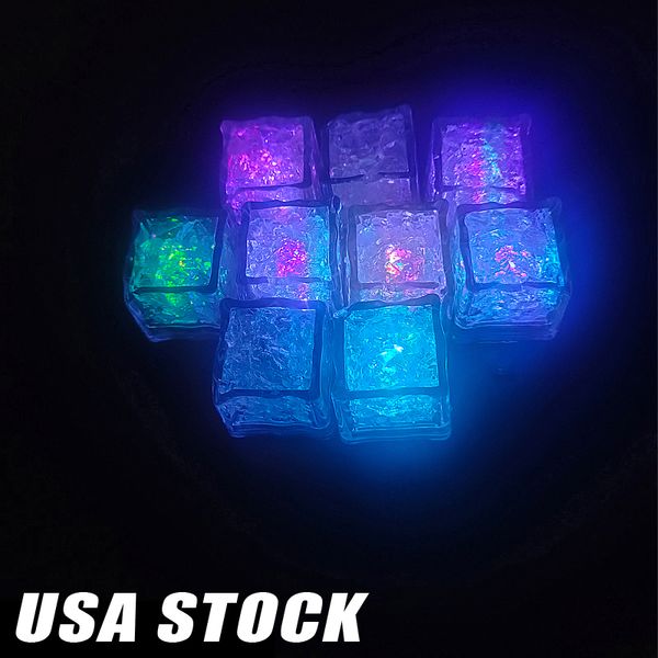 Cubetto di ghiaccio a led impermeabile Multi colore lampeggiante Glow in the Dark LED Light Up Ice Cube per Bar Club Drinking Party Wine Wedding Decoration 960PCS usalights