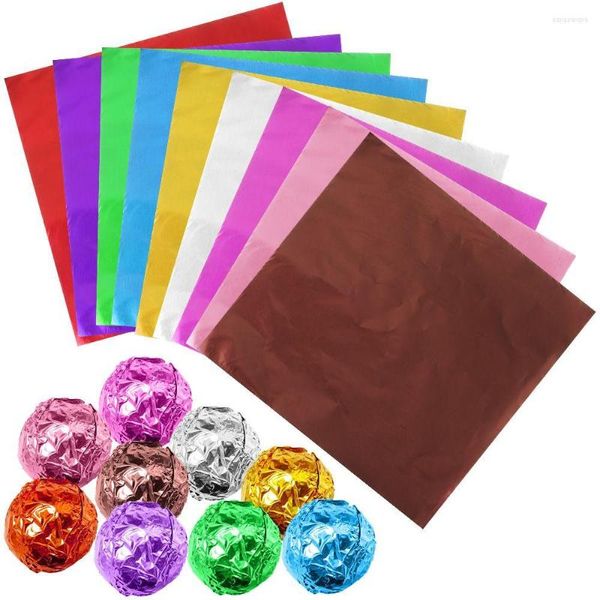 Confezione regalo Pezzi Goffratura in metallo Colore caramella Latta Decorazione per cottura al forno Foglio di alluminio Confezione di cioccolato Confezione di carta