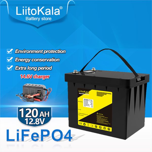 LiitoKala 12V 50Ah 60Ah 80ah 100ah 120ah battery Deep Cycle LiFePO4 Rechargeable Battery Pack 12.8V Life Cycles 4000 with Built-in BMS Protection and 14.6V charger