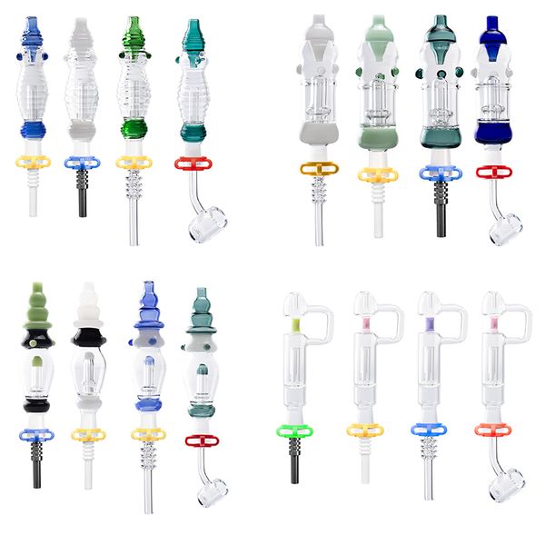 ChinafairPrice Colorido Fumando tubo de vidro Bongo de água cerca de 8,34 polegadas od 32mm Tubo de 14 mm de quartzo de quartzo unhas de metal clipe dab bubbler