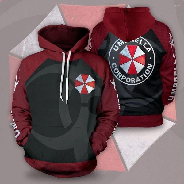 Herren Hoodies Oeny Umbrella Corporation Cosplay Resident Evil Facial Sweatshirt für Damen Herren Mode Pullover Druckkleidung