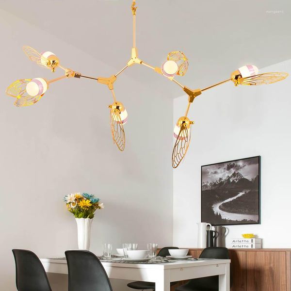 Lâmpadas pendentes modernas de personalidade simples restaurante escritório sala de estar café bar house cigarra lâmpada artística