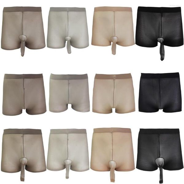 Meia-calça masculina aberta e fechada bainha cueca meia-calça sexy sem costura cueca boxer ultrafina meia-calça meia-calça