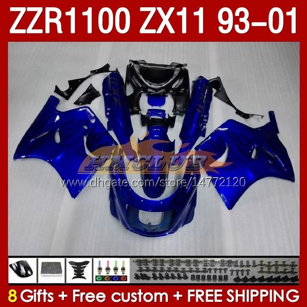 Bodys Blue Black Kit para Kawasaki Ninja ZX-11 R ZZR1100 ZX-11R ZZR 1100 CC ZX11 ZX 11 R 11R 165NO.2 ZX11R 93 94 95 96 01 ZZR-1100 1997 1998 1999 2000 2001 Oem Full Fairing