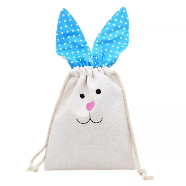 Süblimasyon Easter Drawstring Çantalar Şenlikli Keten Tavşan Çanta Kulaklar Özel Baskı