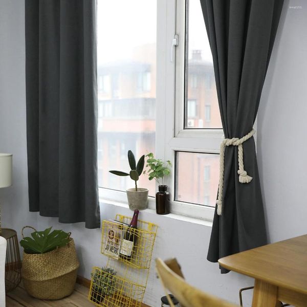 Cortina yaapeet linho de algodão Europa cortinas de blecaute cozinha cinza escuro de alta qualidade sala de estar de cor de cor de cor sólida cortinas