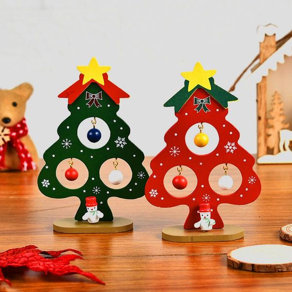 Piccoli ornamenti per alberi di Natale in legno Bambini Giocattoli di intelligenza fai-da-te Mini regali di decorazione desktop di Natale RRD174