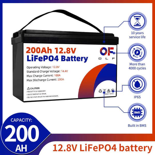 Batteria al litio ferro fosfato 12V 24V 100AH 200AH LiFePO4 BMS integrato per sistema di energia solare CAMPER Golf Cart Motore da traina