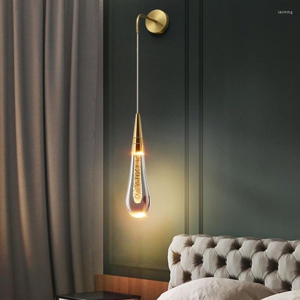 Стеновая лампа постмодернистские хрустальные огни Стеклянные светодиодные капли с творческими дождевыми капли