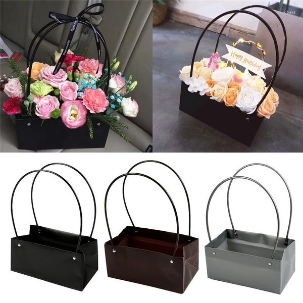 Confezione regalo Borsa impermeabile Cesto porta fiori Scatola da imballaggio Forniture per bomboniere Fiorista HomeGarden Hanging