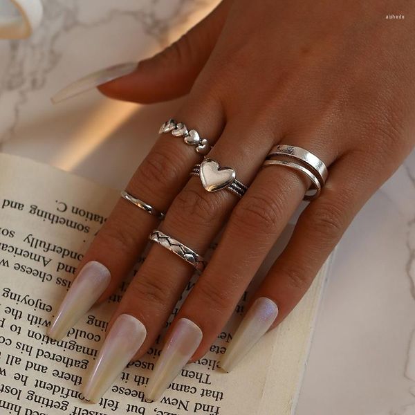 Alyanslar Klasik Romantik Evli Kalp Kadınlar İçin Vintage Gümüş Ayarlanabilir Midi Knuckle Ring Lady Hediye Kız Arkadaşı Takı