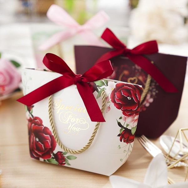 Подарочная упаковка 20peeces Элегантные цветочные чехлы с коробками для торта веревочные коробки на день рождения шоколадная коробка выпечка хлеб печенье Десерт Упаковка