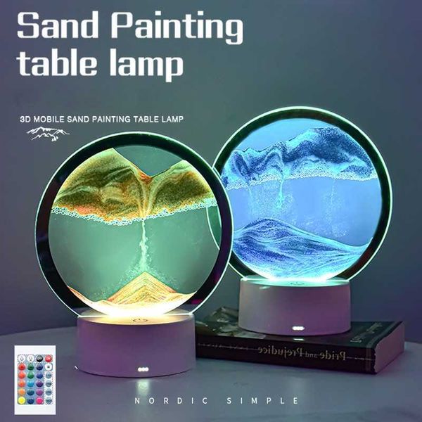 S Стол рисования Светодиод RGB Scape Lamp 3d красочный движущийся песчаный арт песочные часы в движении показ Queepsandand Home Decor 1229