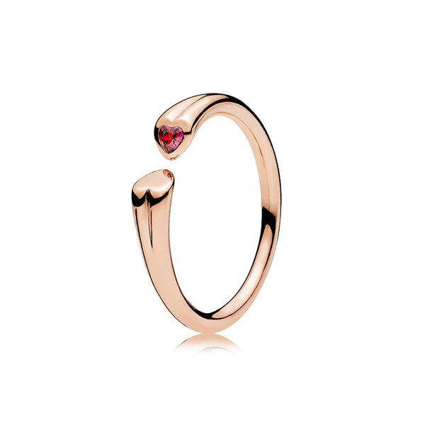 Anello aperto con pietra rosa amore calore in oro rosa 18 carati con scatola originale per gioielli da sposa in argento sterling autentico Pandora per donne Set di anelli regalo per fidanzata con diamanti CZ