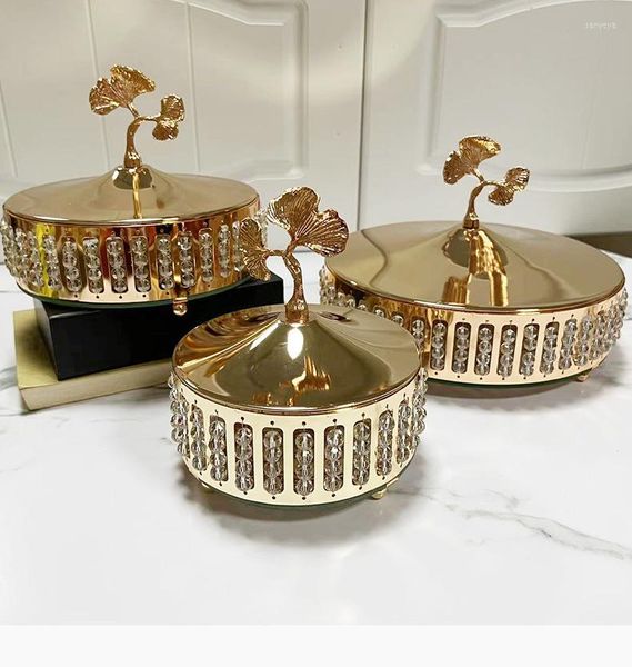 Bottiglie di stoccaggio domestica soggiorno tavolino scatola di vetro in vetro ornamenti oro francese di lusso europeo
