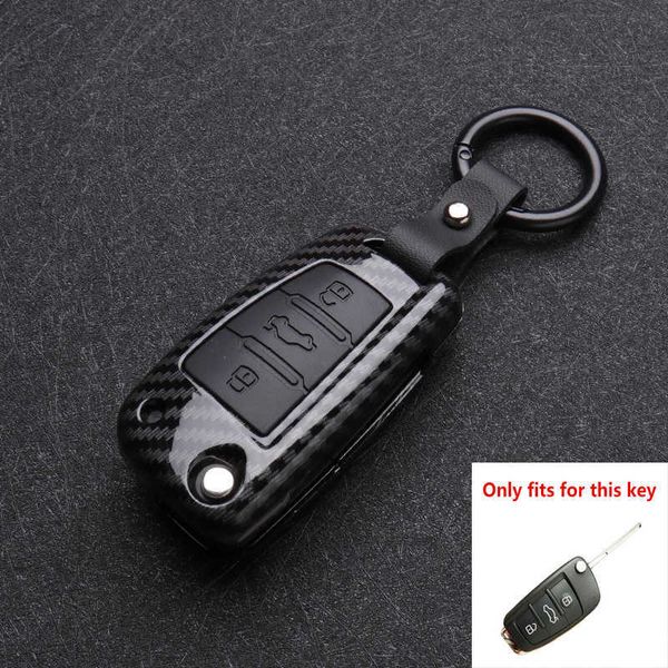 ABS Karbon Fiber Silikon Araç Anahtarı Kapak Koruyucu Audi A3 A4 A5 C5 C6 8L 8P B6 B7 B8 C6 RS3 Q3 Q7 TT 8L 8V S3 KEYCHAIN185Q