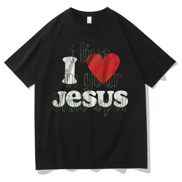 T-shirt da uomo I Love Playboi Carti T-shirt con stampa I Love Jesus T-shirt Uomo Donna Hip Hop Tshirt T-shirt nera da uomo Mens Rapper Tupac Tee Top T230103