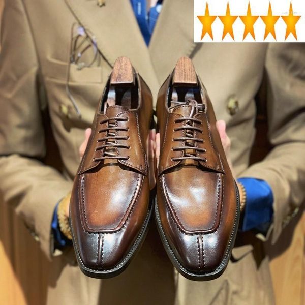 Scarpe eleganti in pelle Real England Stile formale Uomo Marca Summer Lace Up Casual Flat Italian Business Calzature in pelle bovina