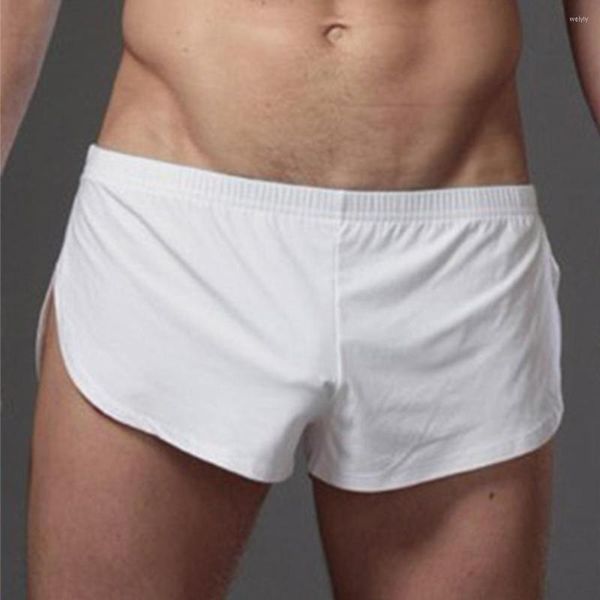 Unterhosen Lounge Boxer Brief Herren Pyjama Schlafhose Sexy Unterwäsche Side Split Shorts Casual Home Bequeme lose Höschen Nachtwäsche