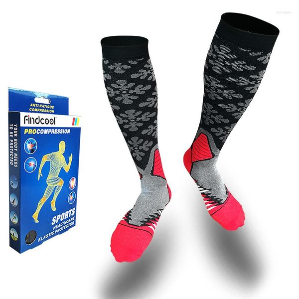 As meias masculinas Yisheng Professional Lege suporta a compressão de alongamento respirável abaixo do joelho Fit Shin Splints Flight Travel Sport