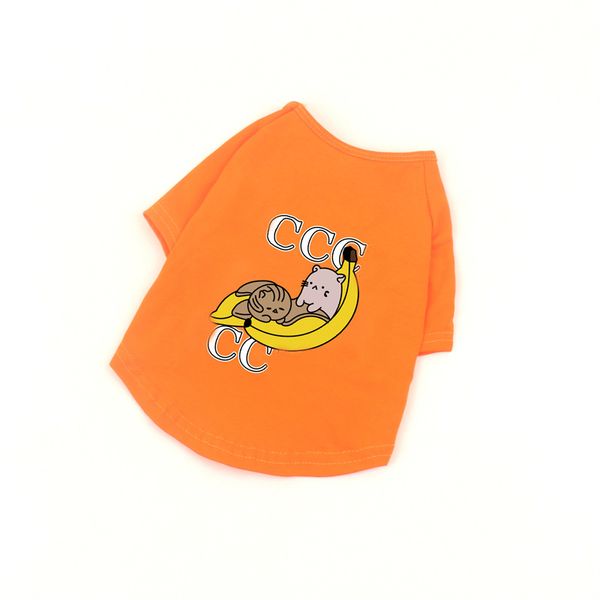 Designer Roupos de cachorro Primavera Summer Summer roupas de estima￧￣o Camiseta de algod￣o de algod￣o Casual Banana Casual Manga curta Casacos de cachorro para unissex