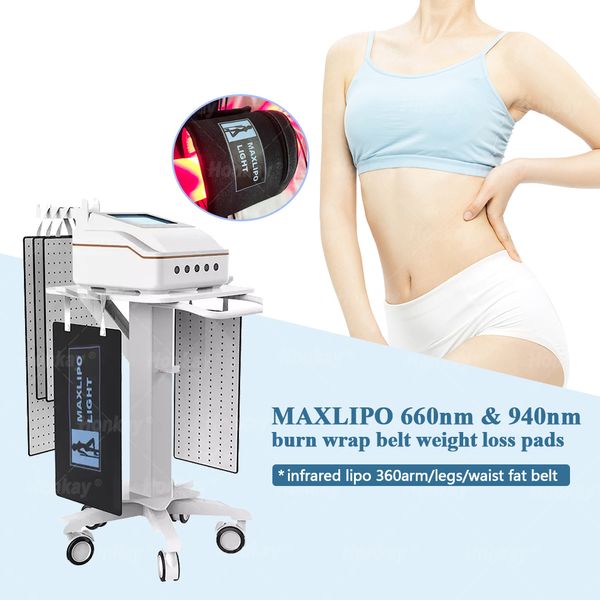 Lipo-Laser-Schlankheitsgerät Laserlipo 650 nm 940 nm Körperformung Fettverbrennung Schönheitssalonausrüstung Schmerzlinderung Physiotherapie Cellulite-Entfernungsgerät mit 5 Pads