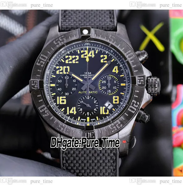 44 -миллиметровый ураган Avenger Quartz Charnograph Mens Watch XB12101A.BF46 Желтый циферблат PVD Черный сталь.