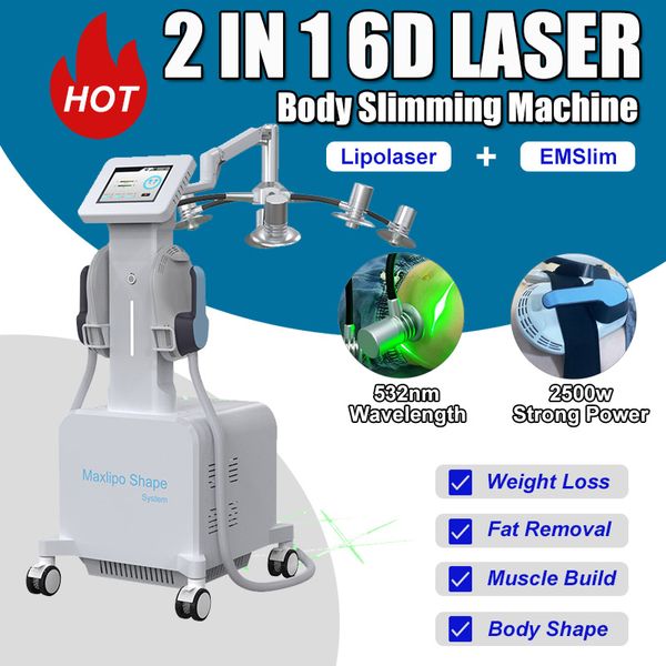 Emslim máquina corpo moldar perda de peso portátil hiemt edifício muscular 532nm 6d lipolaser máquina de emagrecimento redução de gordura pele apertar equipamentos de uso de salão de beleza em casa