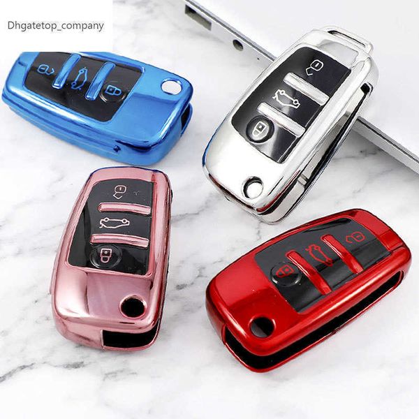 TPU Klappschlüssel Fall Tasche Abdeckung Für Audi A3 A4 A5 A6 A7 Q3 Q5 S6 B6 B7 B8 C6 8P 8V 8L TT RS Auto Shell FOB Schutz Zubehör