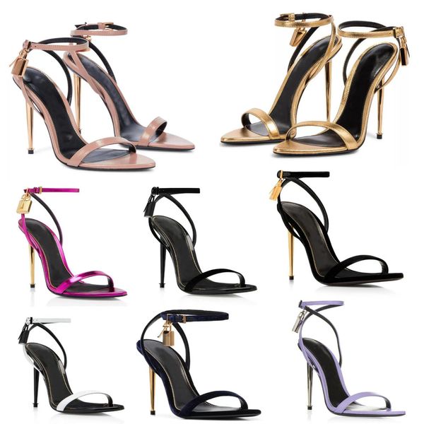 Sommer Marke Premium Sandalen Kalbsleder Knöchel mit Gold Key Lock High Heels Elegante Frauen Mode Gladiator Sexy Kleid Party