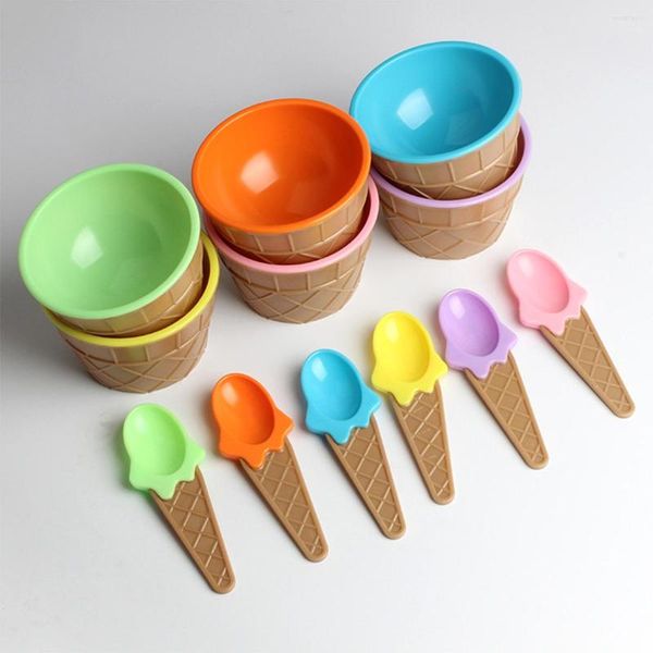 Миски многоцветная пластиковая миска в форме льда с короткой ручкой Spoon Kids Girls Boys Dailware Home Использование маски для лица. Смешивание 1 шт.