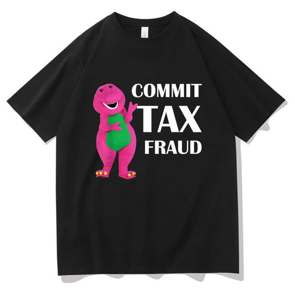 Camisetas masculinas 2022 Novo engraçado cometer amantes de fraude fiscal memes tshirt homens mulheres rdy outdoor-anti-shrink algodão camiseta de dinossauro impressão de dinossaur