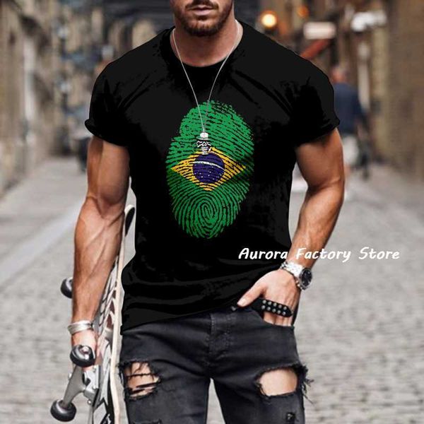 T-Shirts für Herren, Sommer, Brasilien-Flagge, bedruckt, T-Shirt, O-Ausschnitt, Kleidung, lässig, brasilianisches Wesentliches, Streetwear, Sportbekleidung, männlich, Outdoor-T-Shirts, Tops, T230103