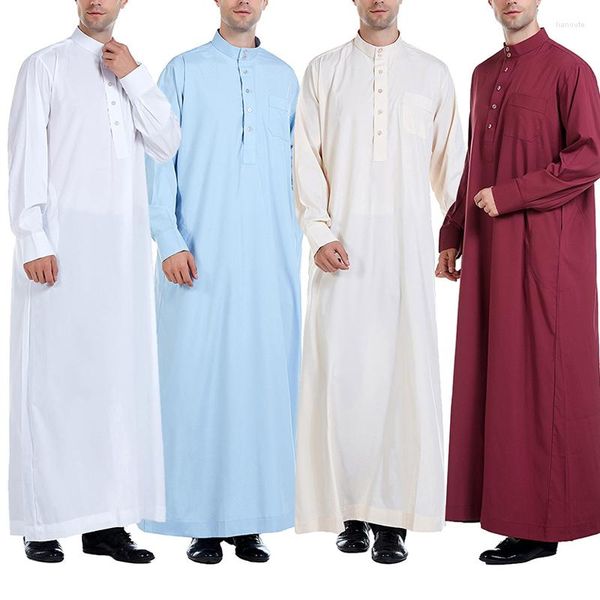 Ethnische Kleidung für Männer, muslimisches Kleid, Saudi-Stil, lange Robe, islamischer Kaftan, Abaya, arabische Dubai-Kleidung, Ärmel, Aman-Gebetskleidung