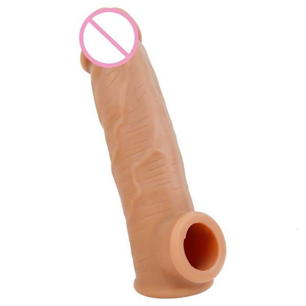 Extensões M4 Men espessado Silicone Wolf Sleeve Penis Ring Breathing essência Aumente