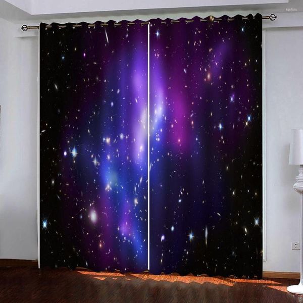 Cortina de cortina de céu roxo Estrela 3d sala de estar cortina cortinas cortinas tamanhos personalizados decoração de blackout