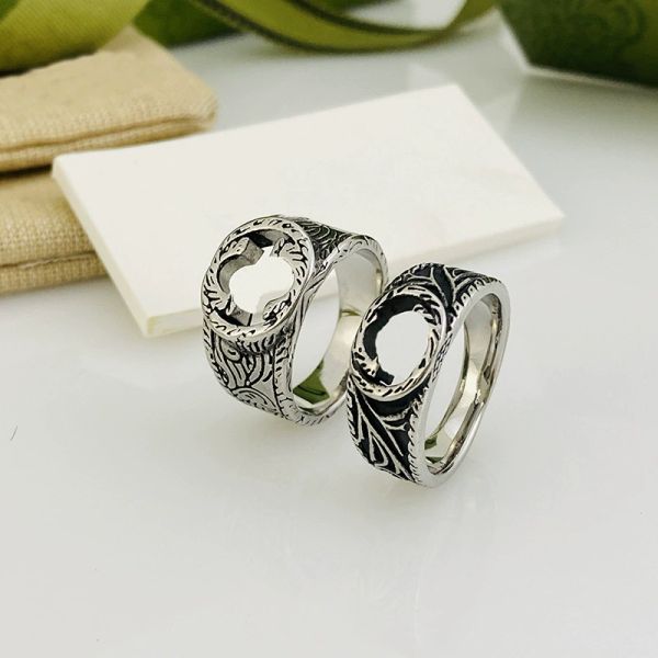 Amante anéis para mulheres designer anel de luxo estilo prata retro cor anéis de noivado g carta moda jóias senhora festa presentes atacado