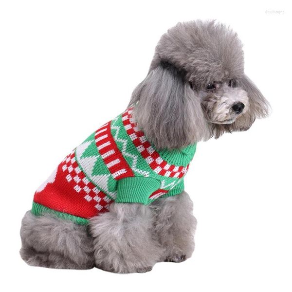 Abbigliamento per cani Maglione natalizio per animali domestici Fiocco di neve festivo Maglieria calda Stampa di renne Abbigliamento invernale per cani di piccola taglia