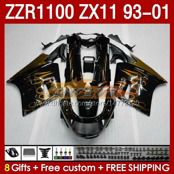 OEM corpo inteiro para Kawasaki Ninja ZX-11 R Chamas de ouro ZZR-1100 ZX-11R ZX11R 93 94 95 96 01 165NO.75 ZZR 1100 CC ZX11 ZX 11 R 11r ZZR1100 1997 1999 2000 2001