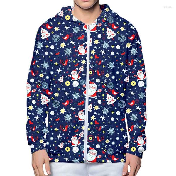 Felpe con cappuccio da uomo Merry Anti-Christmas Blu Felpa con cappuccio stampata in 3D Felpa da uomo Felpa unisex Streetwear Zip Pullover Giacca casual Tute Personalizzate 4xl