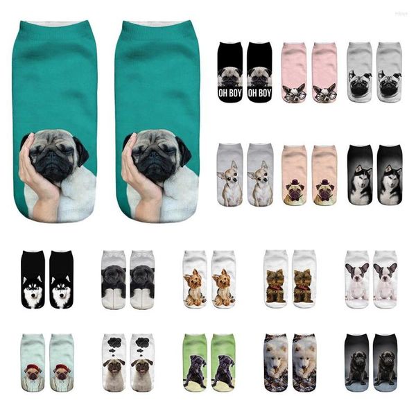 Мужские носки смешные унисекс короткие харадзюку милый 3D Dog Print Print Deshate Cartoon Anklet Hipster Skatebord Casual #C7