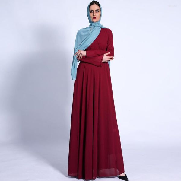 Abbigliamento etnico Abito lungo in chiffon caftano musulmano Donna Abaya Dubai 2023 Eid Abiti da sera caftano marocchino Abiti eleganti da festa di nozze