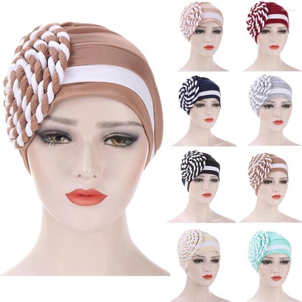 Abbigliamento etnico Donna Musulmana Hijab islamico Turbante elastico Testa Sciarpa Grande treccia Beanie Cappello Copricapo Moda Volant Cap Cofano Chemio