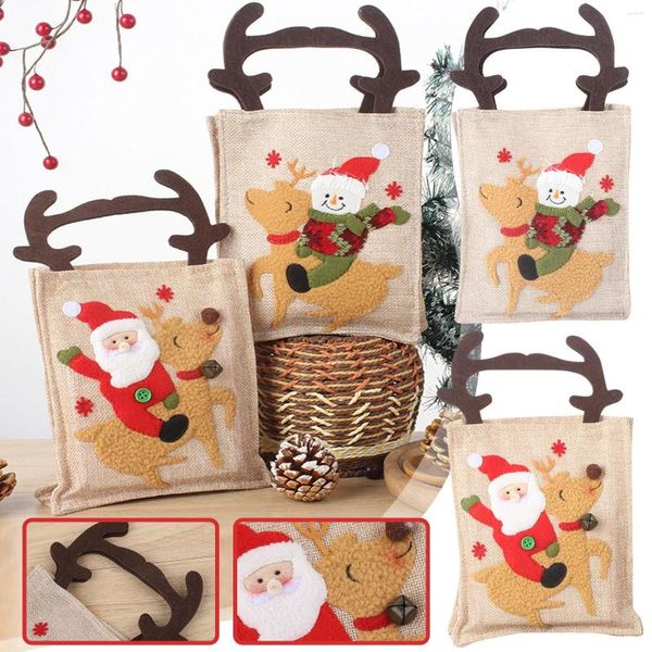 Decorazioni natalizie Sacchetti regalo allegri Babbo Natale Fiocco di neve Dot Cartoon Stripe Albero di Natale Caramelle Borsa per biscotti per forniture