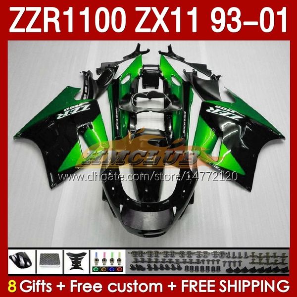 OEM corpo inteiro para Kawasaki Ninja ZX-11 R ZZR-1100 ZX-11R ZX11R 93 94 95 96 01 165NO.79 Estoque verde ZZR 1100 CC ZX11 ZX 11 R 11r ZZR1100 1997 1999 1999 2000 2001
